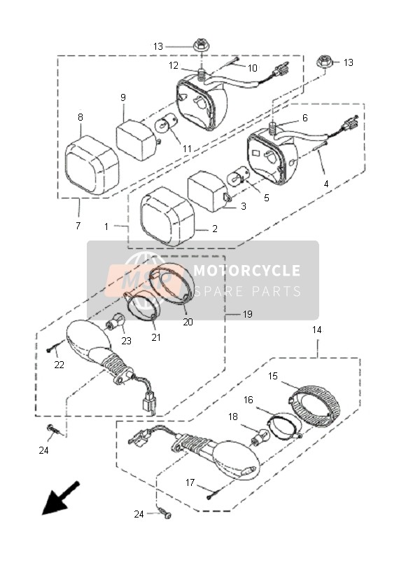 Yamaha CW50 BWS 2009 Luz intermitente para un 2009 Yamaha CW50 BWS